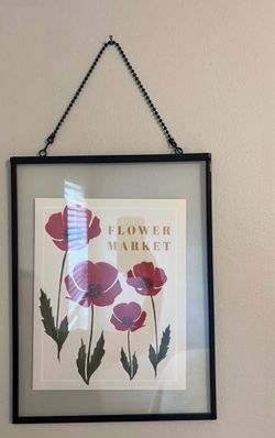 Flower Market Print in Black Hanging Frame