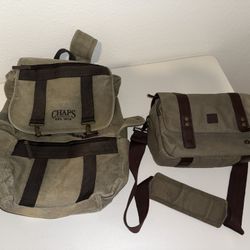 Olive Green Canvas Backpack And Shoulder/Photography Bag