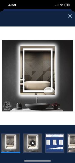 Waterpar 28”x20”horizontal Dimmable Lighted Fog Free  Mirror