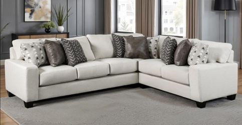 Brand New White Super Plush Sectional Sofa (Pillows Included)