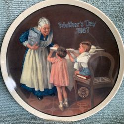 Two Norman Rockwell Mothers Day Plates