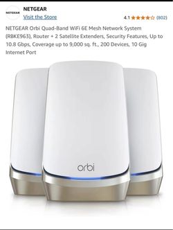 NETGEAR Orbi RBKE963 WiFi 6E Mesh System (3-Pack, AXE11000) – Excellent Condition