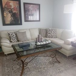 BEAUTIFUL LEATHER SECTIONAL, CHAIR & COFFEE TABLE