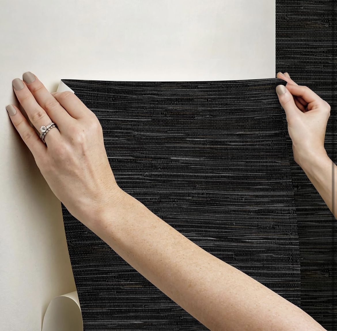 NuWallpaper Black Grassweave Peel And Stick Wallpaper