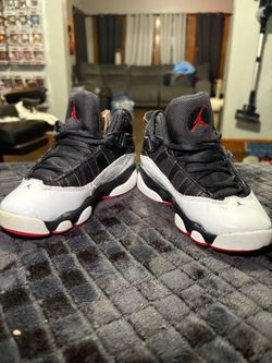 Air Jordan 6 Rings Black White Red Sneakers kids 12c