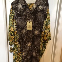 New   Men’s XXL Tommy Bahama Button Down Shirt 100% Silk