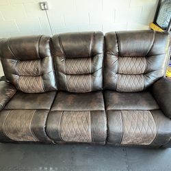 Brown Leather Reclining Sofa And Loveseat