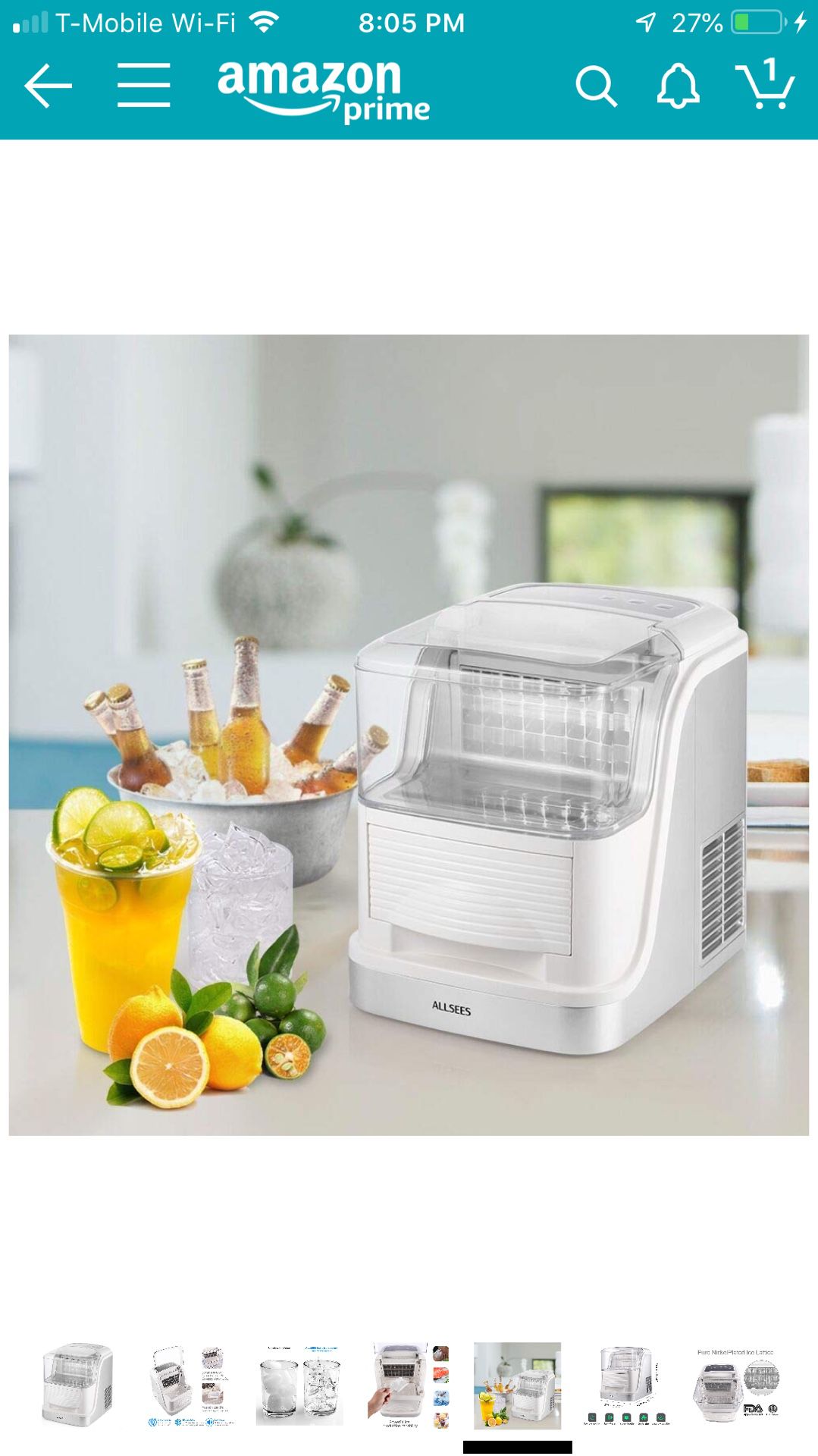 Portable Clear Ice Maker Machine, Makes Over 33 lbs