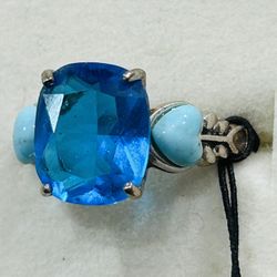 New Barse Sterling Silver Genuine Turquoise & Agate Ring South Western Ring Jewelry 