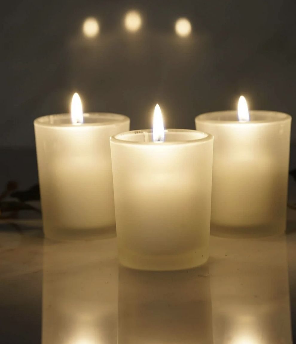 Set of 22 2.5" Frosted White Glass Votive Candle Holders