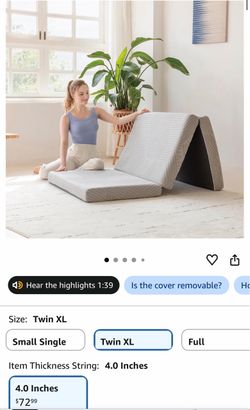 Twin XL 4-Inch Tri-Fold Memory Foam Mattress - brand new in box