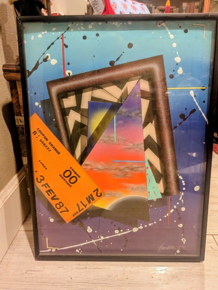 Multi Media acrylic signed original painting " Subway By Night" Paris By Elizabeth Gordon 15x 20