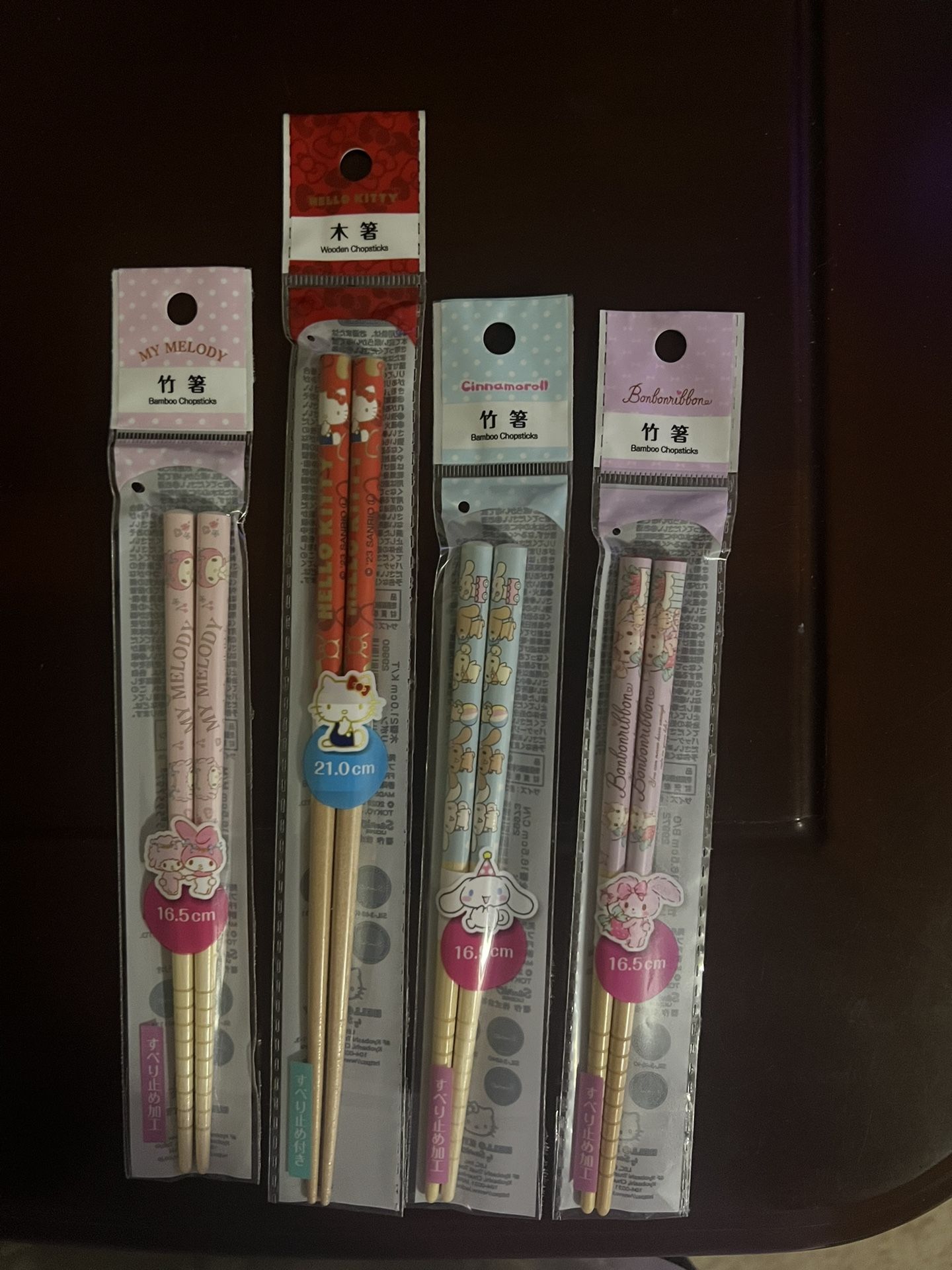 4 pairs of Sanrio character chopsticks- bamboo and wooden chopsticks from Japan