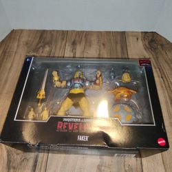 2021 Mattel | Masters Of the Universe Revelation | Faker | Deluxe Action Figure. Packaging has some wear from age and storage. Sold as is.


