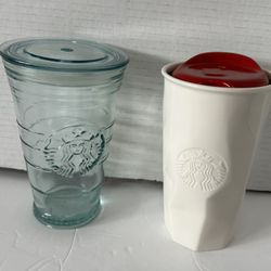 Unique Starbucks Spanish Recycled Glass And Faceted Crumpled Travel Tumblers