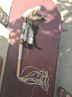 Handmade Ceremonial Staff with Animal Skull