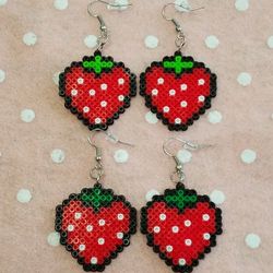 Strawberry Perler Bead Earrings 