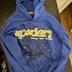 TC blue and yellow sp5der hoodie 