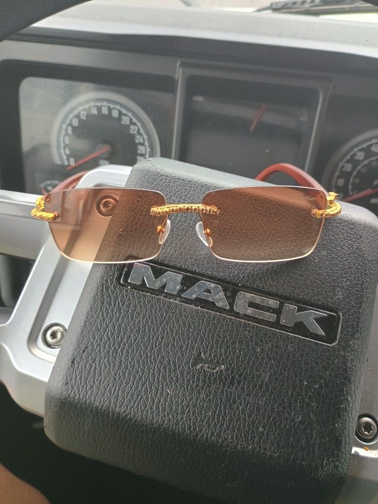 Iced Out Cartier Wood Sunglasses
