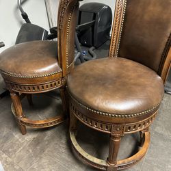 Real wood leather kitchen stools
