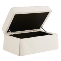 Beige Fabric Modern Sofa Chair with Storage Ottoman