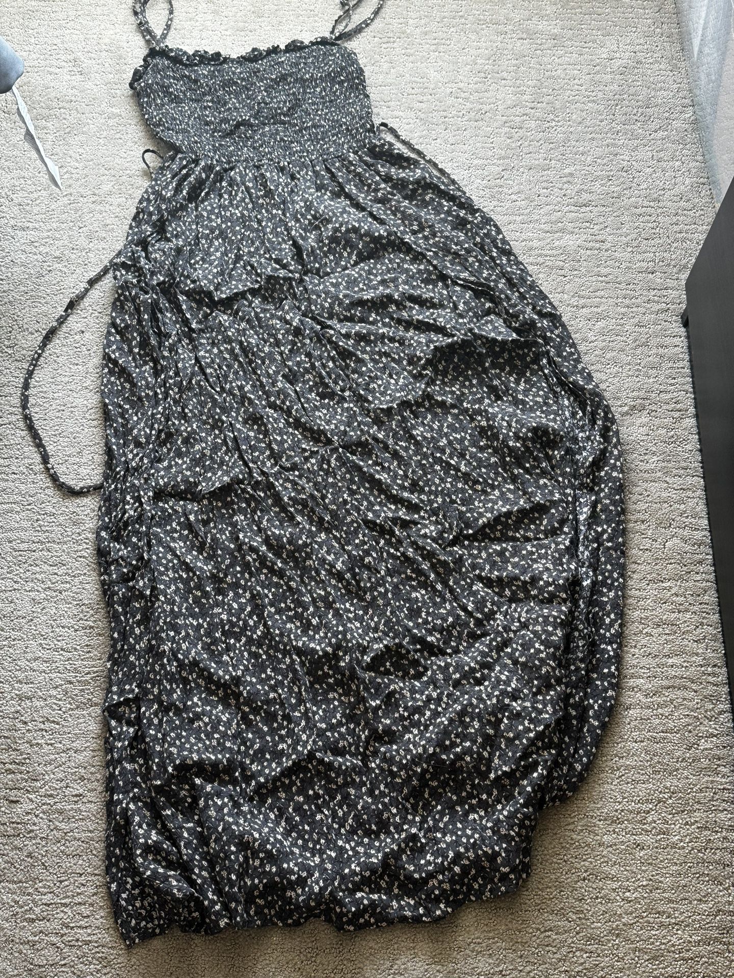 Dark Gray Flower Sundress