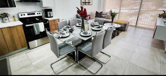 Glass Dining Table with 6 Chairs or 4 Chairs, Same Day Delivery