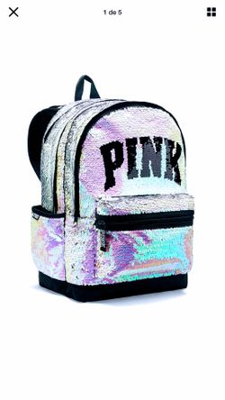 Victoria’s Secret Bling Campus Silver Gold Full Sequined Zipper School Bag