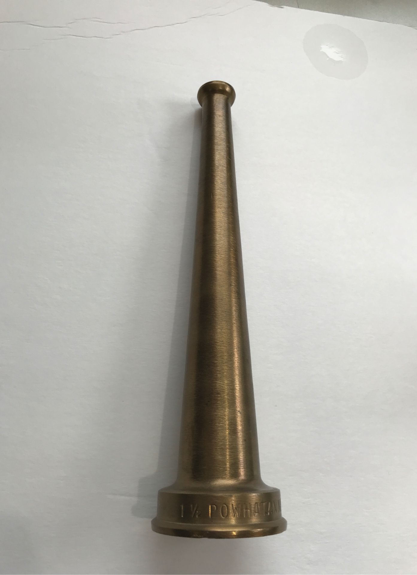 Vintage 1 1/2 POWHAT. AN NH Solid Brass Fire Hose Water Nozzle 10 inch