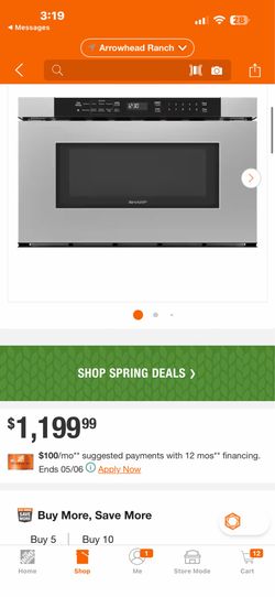 Sharp 24 in. 1.2 cu. ft. 950-Watt Built-In Microwave Drawer in Stainless Steel with Angled Black Touch Controls