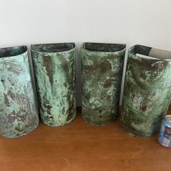 Antique Copper Sconces X4 Beautiful Patina Vintage