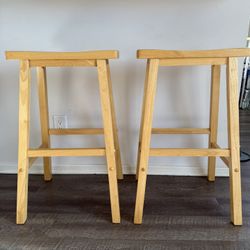 Set of Wooden Saddle-Seat Counter Stools