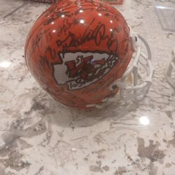 Vintage Autograph Chiefs Mini Helmet 
