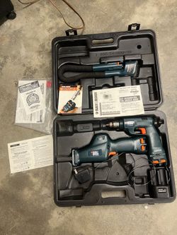 Black and Decker Versa Pak Sawzall, drill, light and battery charger