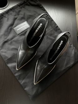 Alexander Wang Black Leather Cara Slingback Pumps 