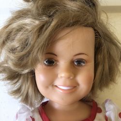 1972 Ideal 16” Shirley Temple Doll In Stand Up And Cheer Polka Dot Dress