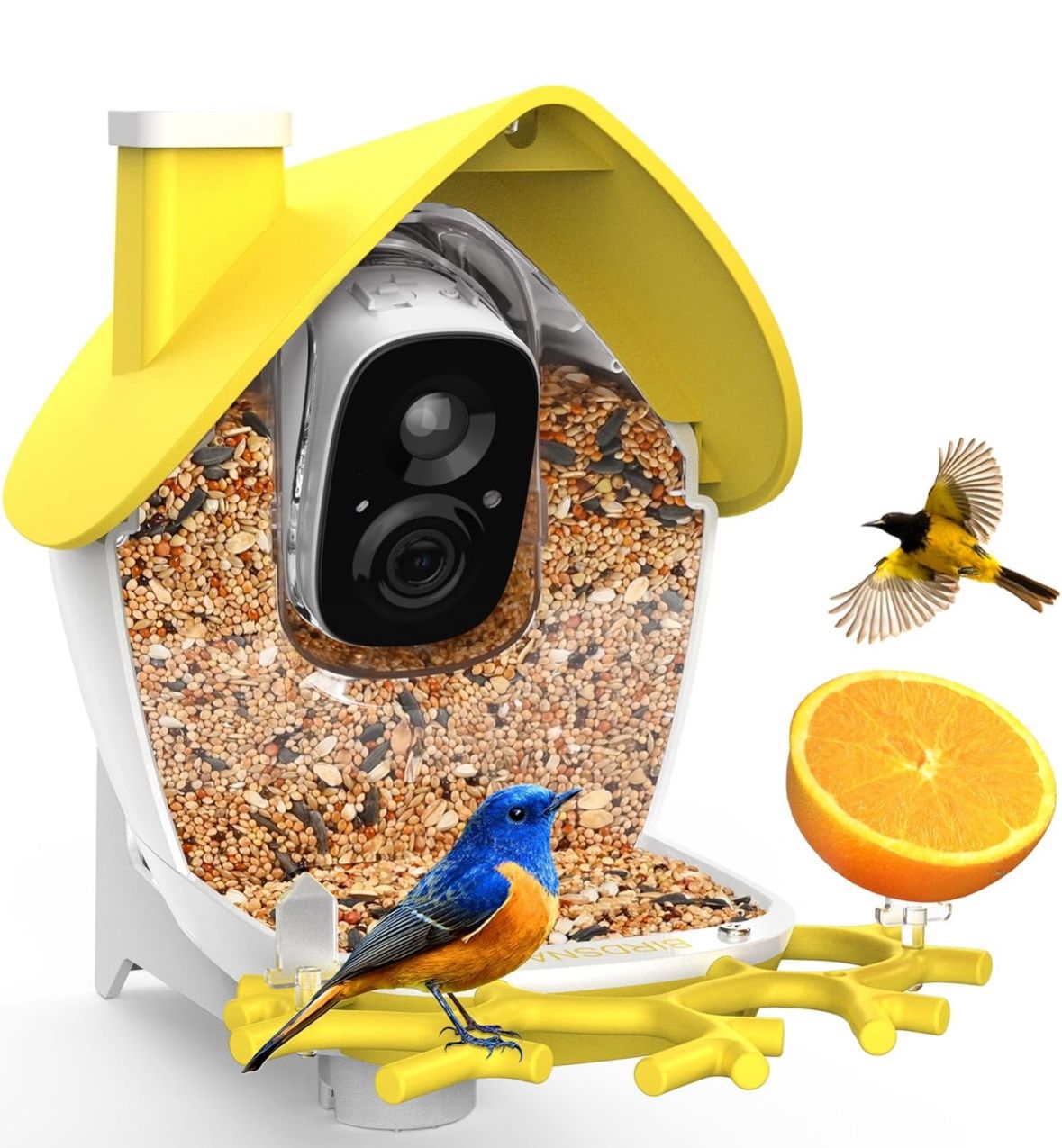 π₯ Smart Bird Feeder with Camera, 2K Detachable Video Bird Feeder Live with 32GB Card Fruit Fork, AI Identify Feather Species, Auto Record in Backyard