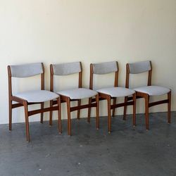 Erik Buch Teak Dining Chairs Set of 4 Danish Mid Century Modern Scandinavian Vintage 1960s