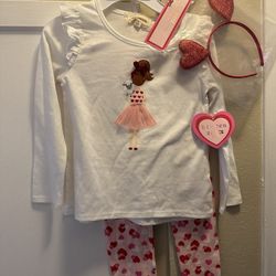 Girls Outfit Set Size 5 Shirt, Pants, And Headband 