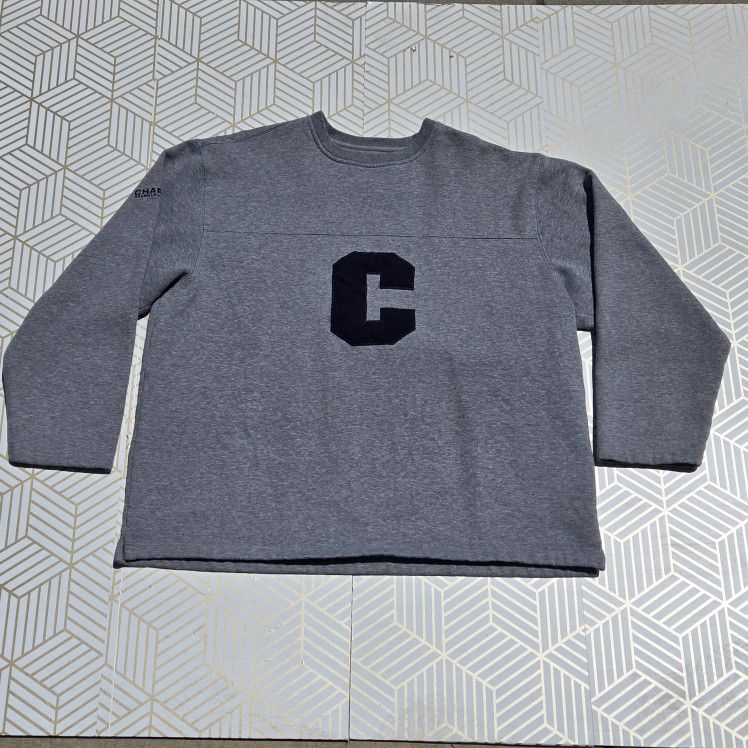 Chaps Ralph Lauren Sweater Mens XXL Gray Long Sleeve Fleece CRL Logo Embroidered