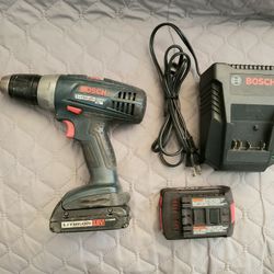 Bosch 18V Drill + 2 Batteries & Charger - Used