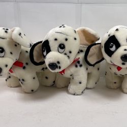 RARE Vintage 101 Dalmatian Dog Plush Stuffed Animal w/ Collar Eyes Look Up ~7x9”
