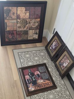 Wine-Themed Framed Wall Art Set of 4