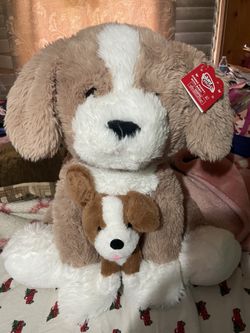 Playright Jumbo Puppy With Baby NWT