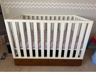 West Elm x Pottery Barn Kids Modern Storage Crib + Extra-Wide 6-Drawer Dresser & Topper — $700