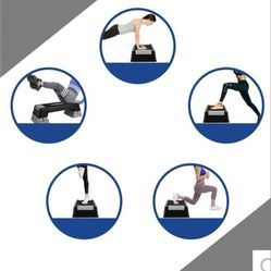 It's an aerobic exercise trainer with risers for height adjustment.

The adjustable heights are typically 5, 7, and 9 inches, adapting to different 