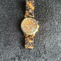 Michael Kors Watch Chrono Steel & Tortoise Mother Of Pearl MK-2516 Large Face