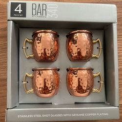 Copper Shot Glass Set with Gold Handles