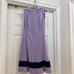 New York & Company Size XS Purple Stripe Dress Cotton Sleeveless Fit and Flare