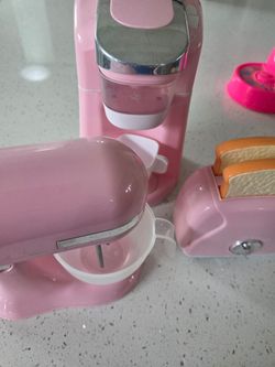 Pink Toy Kitchen Appliance Play Set girl  minnie mouse kitchen food toys bike helmet
